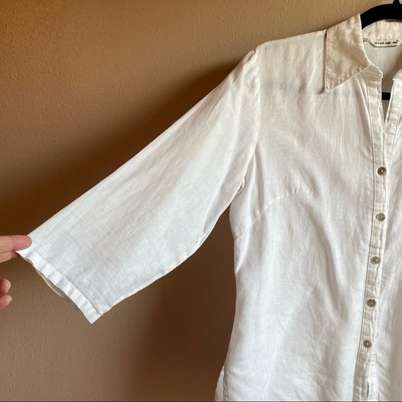 Richard Malcolm Shirt Women’s Size Small White Irish Linen button up Shirt - Picture 2 of 12